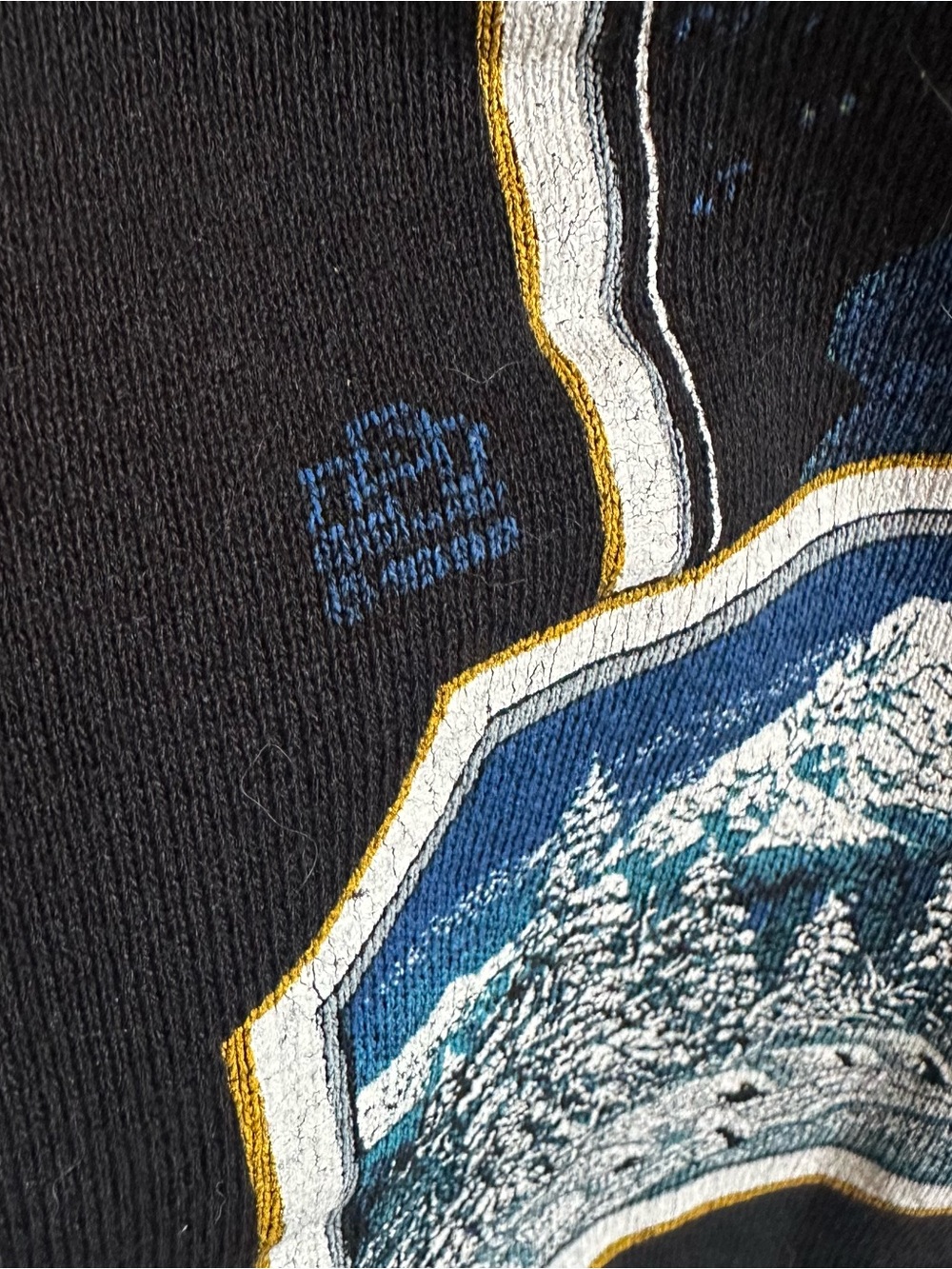 Black 'Lone Wolf' Graphic Crewneck Sweatshirt, Vintage Jerzees s/m, made in USA - Picture 4 of 6